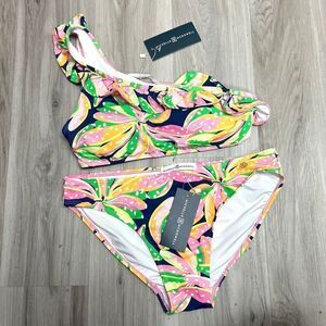 Michelle McDowell Bikini Women’s S Going Bananas Navy Ivy One Shoulder Set NWT